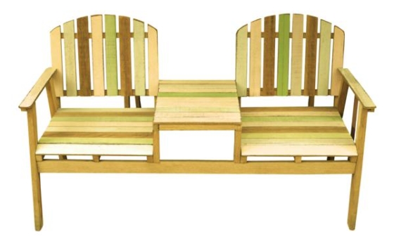 Green Striped Garden Bench